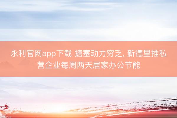 永利官网app下载 搪塞动力穷乏， 新德里推私营企业每周两天居家办公节能
