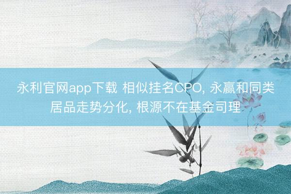 永利官网app下载 相似挂名CPO， 永赢和同类居品走势分化， 根源不在基金司理